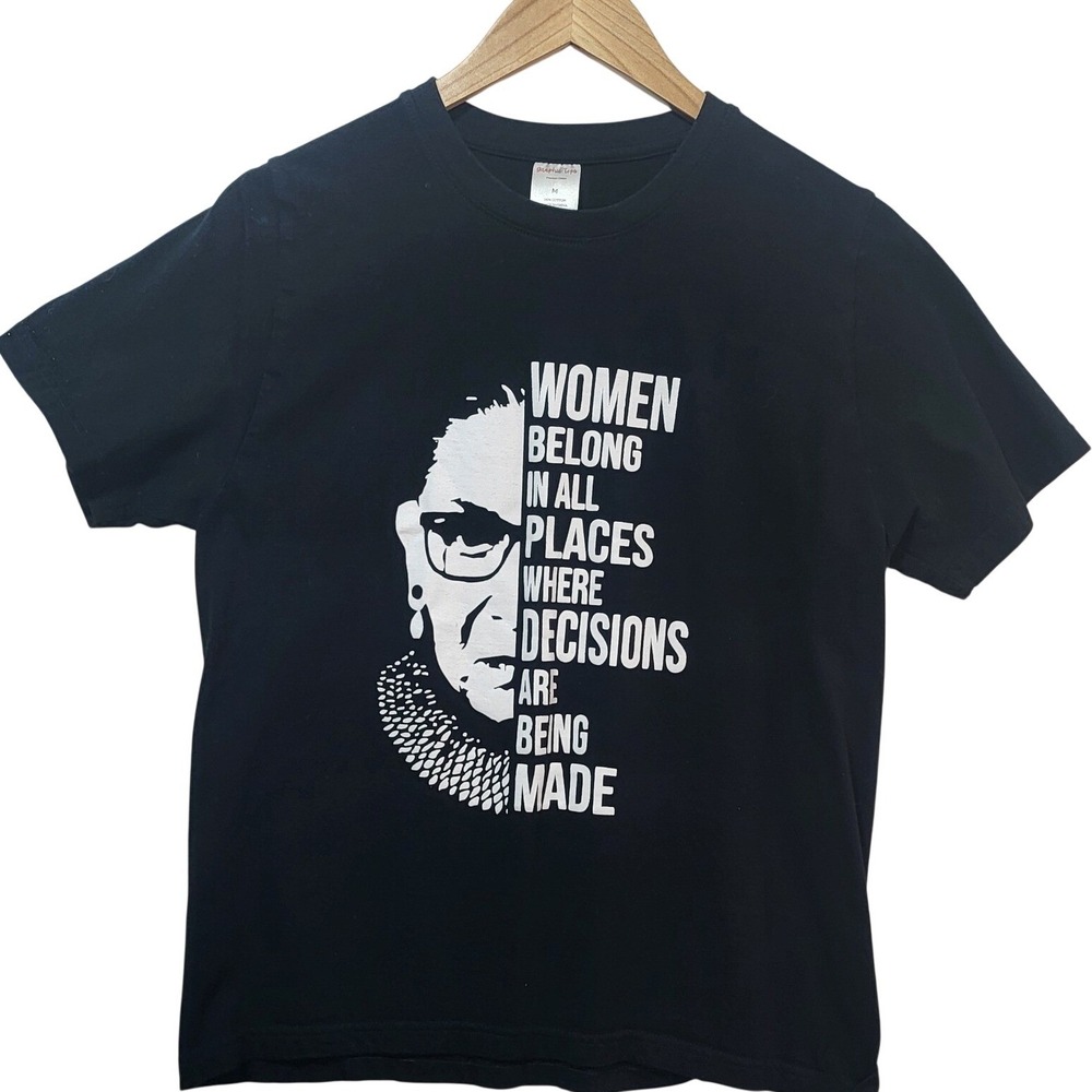 Graphic Tops RBG Ruth Bader Ginsburg Women Belong Quote Black T-Shirt Medium